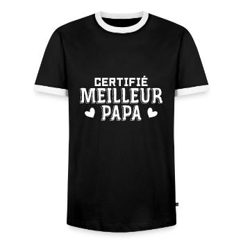 Certifié meilleur papa du monde - T-shirt contrasté Homme - noir/blanc - Devant - AI Model Female 172 light (172cm) & AI Model Male 178 light (178cm)