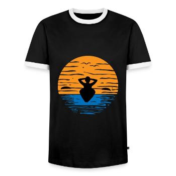 Kayak kayak kayaker in sunset 1 - Men's Ringer Shirt - black/white - Front - AI Model Female 172 light (172cm) & AI Model Male 178 light (178cm)