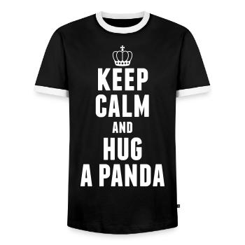 Keep calm and hug a panda - Männer Kontrast-T-Shirt - Schwarz/Weiß - Vorne - AI Model Female 172 light (172cm) & AI Model Male 178 light (178cm)