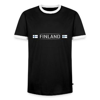 Finland Country Finland Scandinavia Vacation Travel - Men's Ringer Shirt - black/white - Front - AI Model Female 172 light (172cm) & AI Model Male 178 light (178cm)