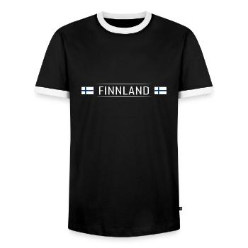Finland Country Finland Scandinavia Vacation Travel - Men's Ringer Shirt - black/white - Front - AI Model Female 172 light (172cm) & AI Model Male 178 light (178cm)