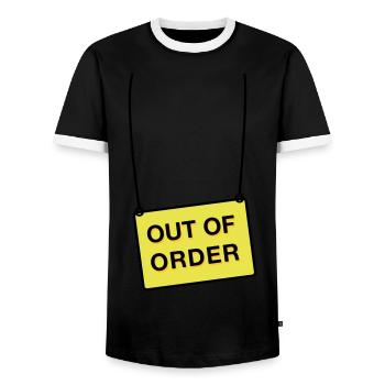 out of order - Männer Kontrast-T-Shirt - Schwarz/Weiß - Vorne - AI Model Female 172 light (172cm) & AI Model Male 178 light (178cm)
