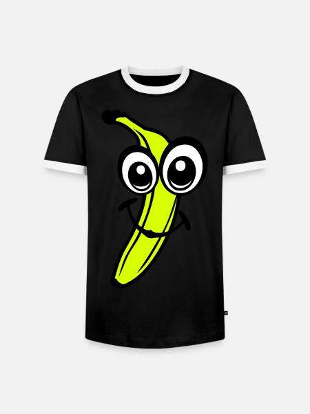 banana fruit smiley 611 - Men's Ringer Shirt - black/white