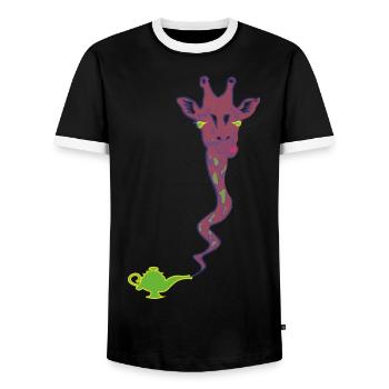 Wunderaffe - magic lamp with giraffe gift - Men's Ringer Shirt - black/white - Front - AI Model Female 172 light (172cm) & AI Model Male 178 light (178cm)