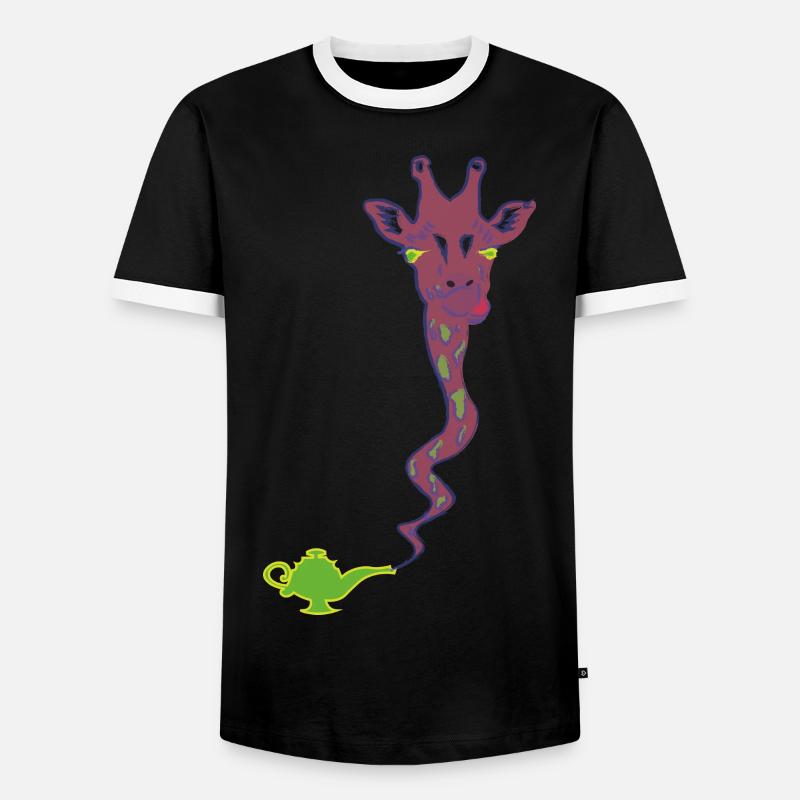 Wunderaffe - Wunderlampe mit Giraffe Geschenk - Männer Kontrast-T-Shirt - Schwarz/Weiß