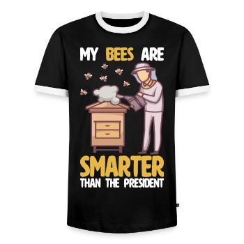 beekeeper beekeeper bees honey bee beekeeping - Men's Ringer Shirt - black/white - Front - AI Model Female 172 light (172cm) & AI Model Male 178 light (178cm)