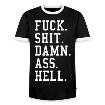 Fuck Shit Damn - Men's Ringer Shirt - black/white - Front - AI Model Female 172 light (172cm) & AI Model Male 178 light (178cm)