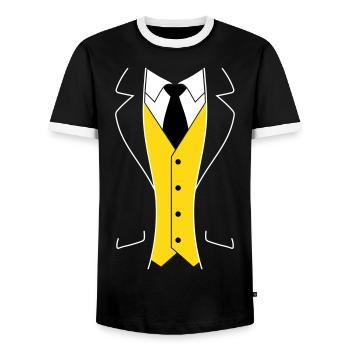 Tuxedo Smoking - Männer Kontrast-T-Shirt - Schwarz/Weiß - Vorne - AI Model Female 172 light (172cm) & AI Model Male 178 light (178cm)
