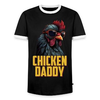 Poulet Papa Poulets Fête des pères Volaille Éleveur Coq - T-shirt contrasté Homme - noir/blanc - Devant - AI Model Female 172 light (172cm) & AI Model Male 178 light (178cm)