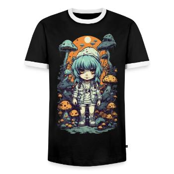 Anime Gothic Pilze Natur Magie Design - Männer Kontrast-T-Shirt - Schwarz/Weiß - Vorne - AI Model Female 172 light (172cm) & AI Model Male 178 light (178cm)