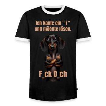 Ich kaufe ein i und möchte lösen - F... dich - Männer Kontrast-T-Shirt - Schwarz/Weiß - Vorne - AI Model Female 172 light (172cm) & AI Model Male 178 light (178cm)