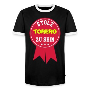Stierkampf / Stierkämpfer / Torero / Stier - Männer Kontrast-T-Shirt - Schwarz/Weiß - Vorne - AI Model Female 172 light (172cm) & AI Model Male 178 light (178cm)