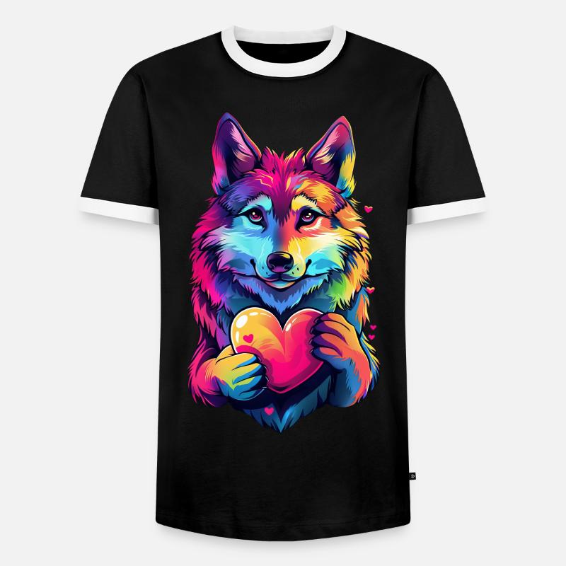 Wolf - Männer Kontrast-T-Shirt - Schwarz/Weiß
