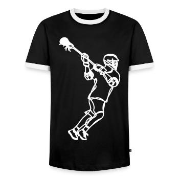 Lacrosse Professional Drawing - Men's Ringer Shirt - black/white - Front - AI Model Female 172 light (172cm) & AI Model Male 178 light (178cm)