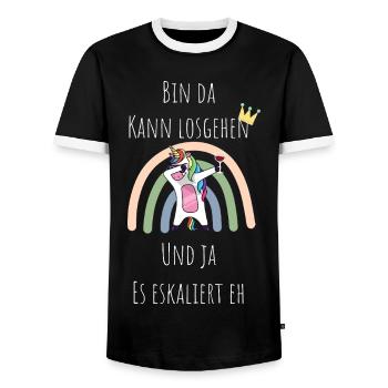 Unicorn Regenbogen Eskalation - Männer Kontrast-T-Shirt - Schwarz/Weiß - Vorne - AI Model Female 172 light (172cm) & AI Model Male 178 light (178cm)