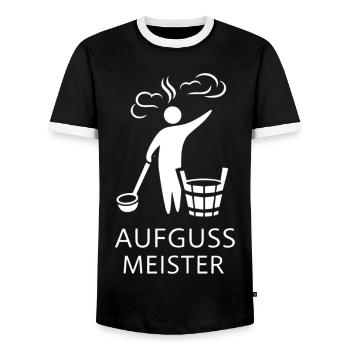 Sauna Aufguss Meister Fächer Piktogramm Minimalist - Männer Kontrast-T-Shirt - Schwarz/Weiß - Vorne - AI Model Female 172 light (172cm) & AI Model Male 178 light (178cm)