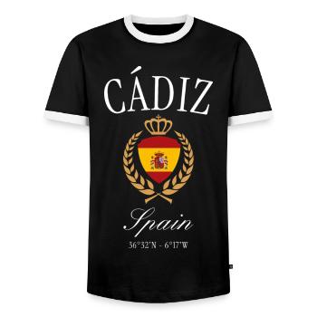 Cádiz Spanien Wappen Krone – Reise Souvenir - Männer Kontrast-T-Shirt - Schwarz/Weiß - Vorne - AI Model Female 172 light (172cm) & AI Model Male 178 light (178cm)
