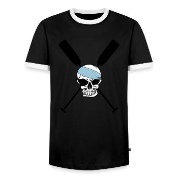 Paddle oars crossed skull skull Skull 3c - Men's Ringer Shirt - black/white - Front - AI Model Female 172 light (172cm) & AI Model Male 178 light (178cm)