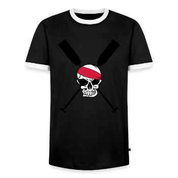 Totenkopf Paddel Ruder Kanu Drachenboot - Männer Kontrast-T-Shirt - Schwarz/Weiß - Vorne - AI Model Female 172 light (172cm) & AI Model Male 178 light (178cm)