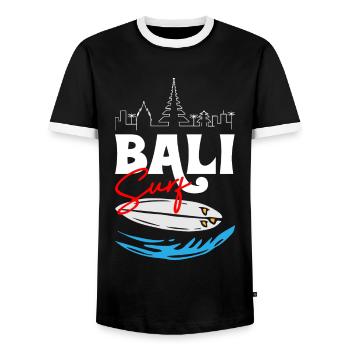 Bali Surfing - Männer Kontrast-T-Shirt - Schwarz/Weiß - Vorne - AI Model Female 172 light (172cm) & AI Model Male 178 light (178cm)