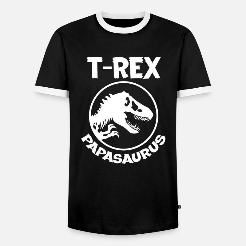 Papasaurus - Männer Kontrast-T-Shirt - Schwarz/Weiß