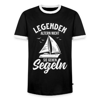 Segeln Segelboot Segler Segelsport - Männer Kontrast-T-Shirt - Schwarz/Weiß - Vorne - AI Model Female 172 light (172cm) & AI Model Male 178 light (178cm)