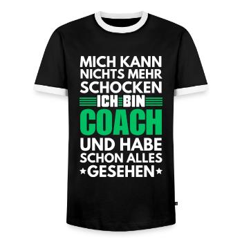Unshockable Coach - Men's Ringer Shirt - black/white - Front - AI Model Female 172 light (172cm) & AI Model Male 178 light (178cm)