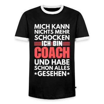 Unshockable Coach - Men's Ringer Shirt - black/white - Front - AI Model Female 172 light (172cm) & AI Model Male 178 light (178cm)
