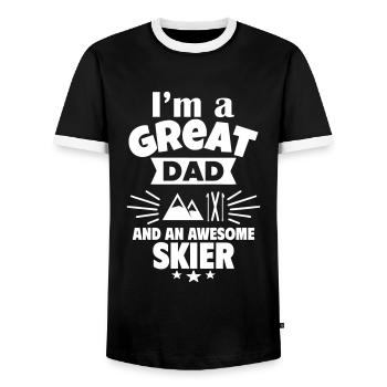 I'm a great dad and a strong skier - Men's Ringer Shirt - black/white - Front - AI Model Female 172 light (172cm) & AI Model Male 178 light (178cm)