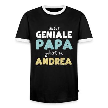 Dieser Geniale Papa Gehört Zu An... - Männer Kontrast-T-Shirt - Schwarz/Weiß - Vorne - AI Model Female 172 light (172cm) & AI Model Male 178 light (178cm)