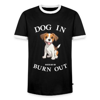 Dog Office Office Dog Dog Owner Puppy Work Job - Men's Ringer Shirt - black/white - Front - AI Model Female 172 light (172cm) & AI Model Male 178 light (178cm)