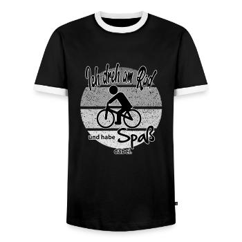 Fahrradfahrer Sprüche Ich dreh am Rad - Männer Kontrast-T-Shirt - Schwarz/Weiß - Vorne - AI Model Female 172 light (172cm) & AI Model Male 178 light (178cm)