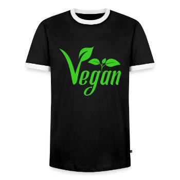 Végétalien avec les feuilles pour le végétal végétalien - T-shirt contrasté Homme - noir/blanc - Devant - AI Model Female 172 light (172cm) & AI Model Male 178 light (178cm)