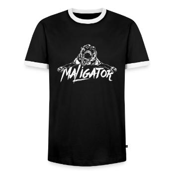 Maligator - Belgian Malinois Wilsigns - Männer Kontrast-T-Shirt - Schwarz/Weiß - Vorne - AI Model Female 172 light (172cm) & AI Model Male 178 light (178cm)