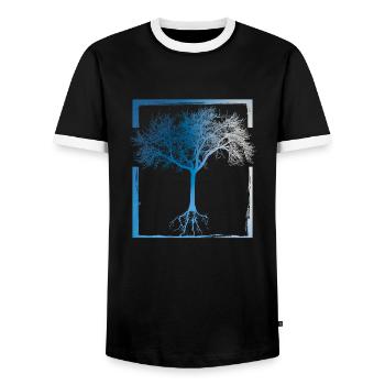 Mutter Natur - Rahmen 02 - Männer Kontrast-T-Shirt - Schwarz/Weiß - Vorne - AI Model Female 172 light (172cm) & AI Model Male 178 light (178cm)
