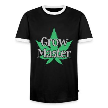 Grow Master - Cannabis - Marijuana - Marihuana - Männer Kontrast-T-Shirt - Schwarz/Weiß - Vorne - AI Model Female 172 light (172cm) & AI Model Male 178 light (178cm)
