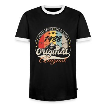 Les Légendes Sont Nées en Août 1988 - 1988 août - T-shirt contrasté Homme - noir/blanc - Devant - AI Model Female 172 light (172cm) & AI Model Male 178 light (178cm)