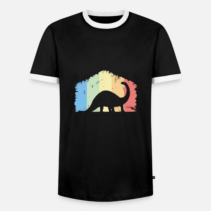 Dino Dinos Dinosaur Brachiosaurus Gift - Men's Ringer Shirt - black/white