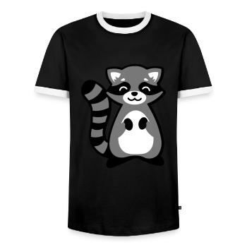 Raccoon animal child gift idea raccoon gift idea - Men's Ringer Shirt - black/white - Front - AI Model Female 172 light (172cm) & AI Model Male 178 light (178cm)