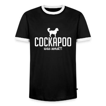 Cockapoo was sonst Hundespruch Hunde Wilsigns - Männer Kontrast-T-Shirt - Schwarz/Weiß - Vorne - AI Model Female 172 light (172cm) & AI Model Male 178 light (178cm)