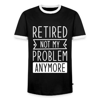 Retired Not My Problem Anymore - Men's Ringer Shirt - black/white - Front - AI Model Female 172 light (172cm) & AI Model Male 178 light (178cm)