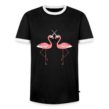 2 amis équipe couple licorne mystique arc-en-ciel pf - T-shirt contrasté Homme - noir/blanc - Devant - AI Model Female 172 light (172cm) & AI Model Male 178 light (178cm)