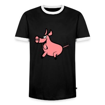 Plaisir de porc - T-shirt contrasté Homme - noir/blanc - Devant - AI Model Female 172 light (172cm) & AI Model Male 178 light (178cm)