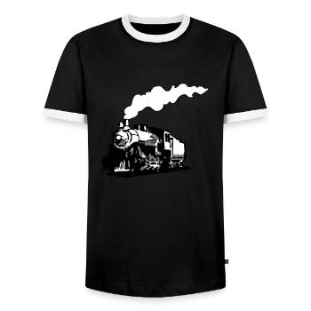 dampflok chemin de fer locomotive roman - T-shirt contrasté Homme - noir/blanc - Devant - AI Model Female 172 light (172cm) & AI Model Male 178 light (178cm)
