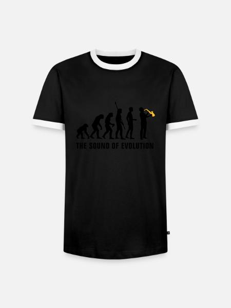 evolution_saxophon_b_2c - T-shirt contrasté Homme - noir/blanc