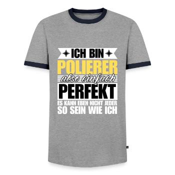 Perfekter Polierer - Männer Kontrast-T-Shirt - Grau/Navy  - Vorne - AI Model Female 172 light (172cm) & AI Model Male 178 light (178cm)