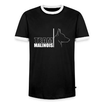 TEAM Malinois Dogs Dog Shepherd Wilsigns - Men's Ringer Shirt - black/white - Front - AI Model Female 172 light (172cm) & AI Model Male 178 light (178cm)