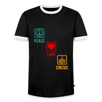 Circus Peace Love Circus Circus Performer Gift - Men's Ringer Shirt - black/white - Front - AI Model Female 172 light (172cm) & AI Model Male 178 light (178cm)