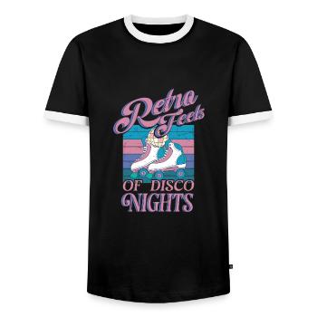 Rollerskater Party Retro Feels Of Disco Night Gift - Men's Ringer Shirt - black/white - Front - AI Model Female 172 light (172cm) & AI Model Male 178 light (178cm)