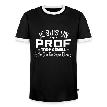 Je Suis Un Prof Trop Génial Trop Cool - T-shirt contrasté Homme - noir/blanc - Devant - AI Model Female 172 light (172cm) & AI Model Male 178 light (178cm)